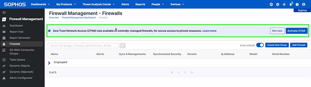 Sophos ZTNA kostenlos für Firewall Kunden in Sophos Central.